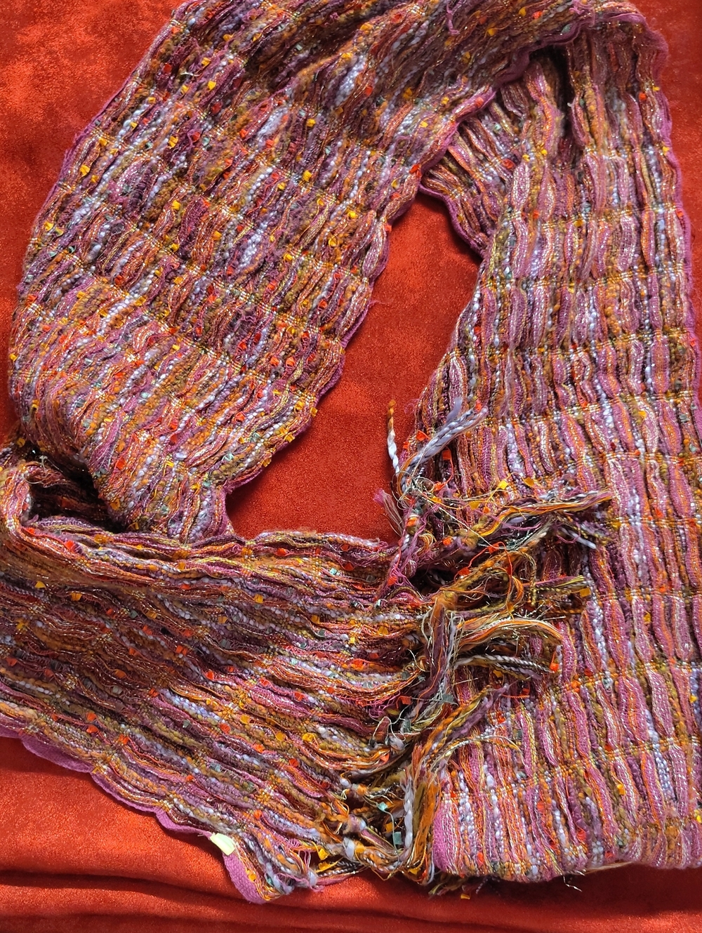 American Apparel Purple & Orange Fringed Woven Scarf